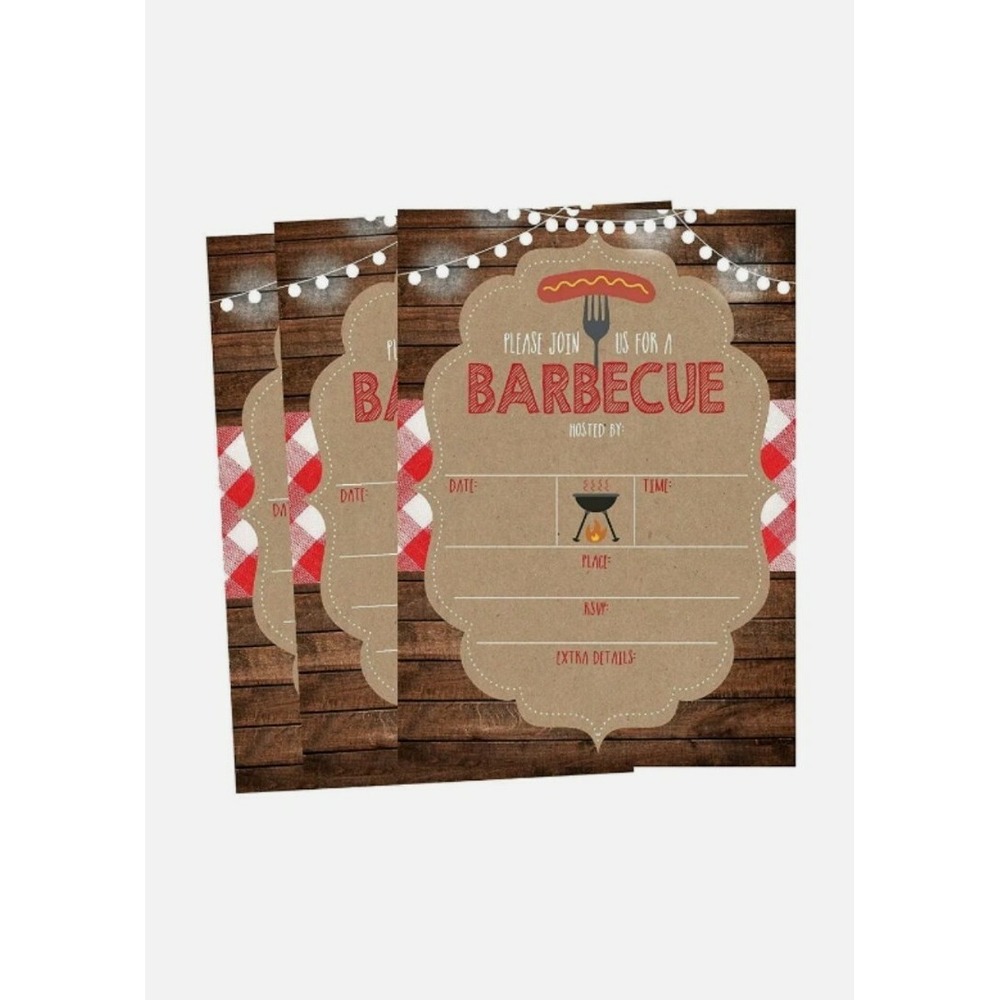 50 Wood Summer BBQ Barbecue Party Invitations Any occasion